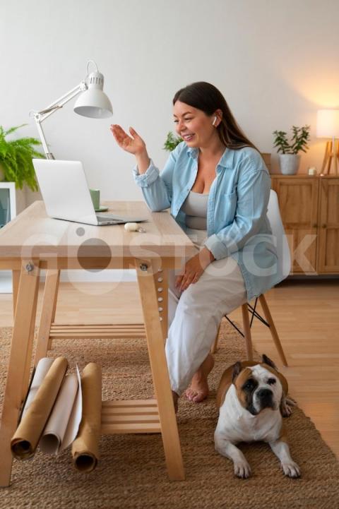 Full shot smiley woman home 52683 136390 jpg