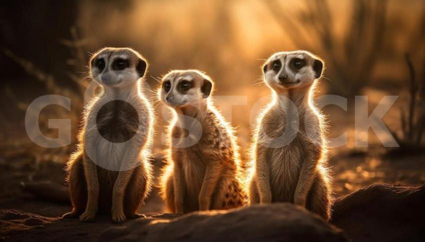 Small meerkat family sitting watching nature beauty generated by ai 188544 25526 jpg